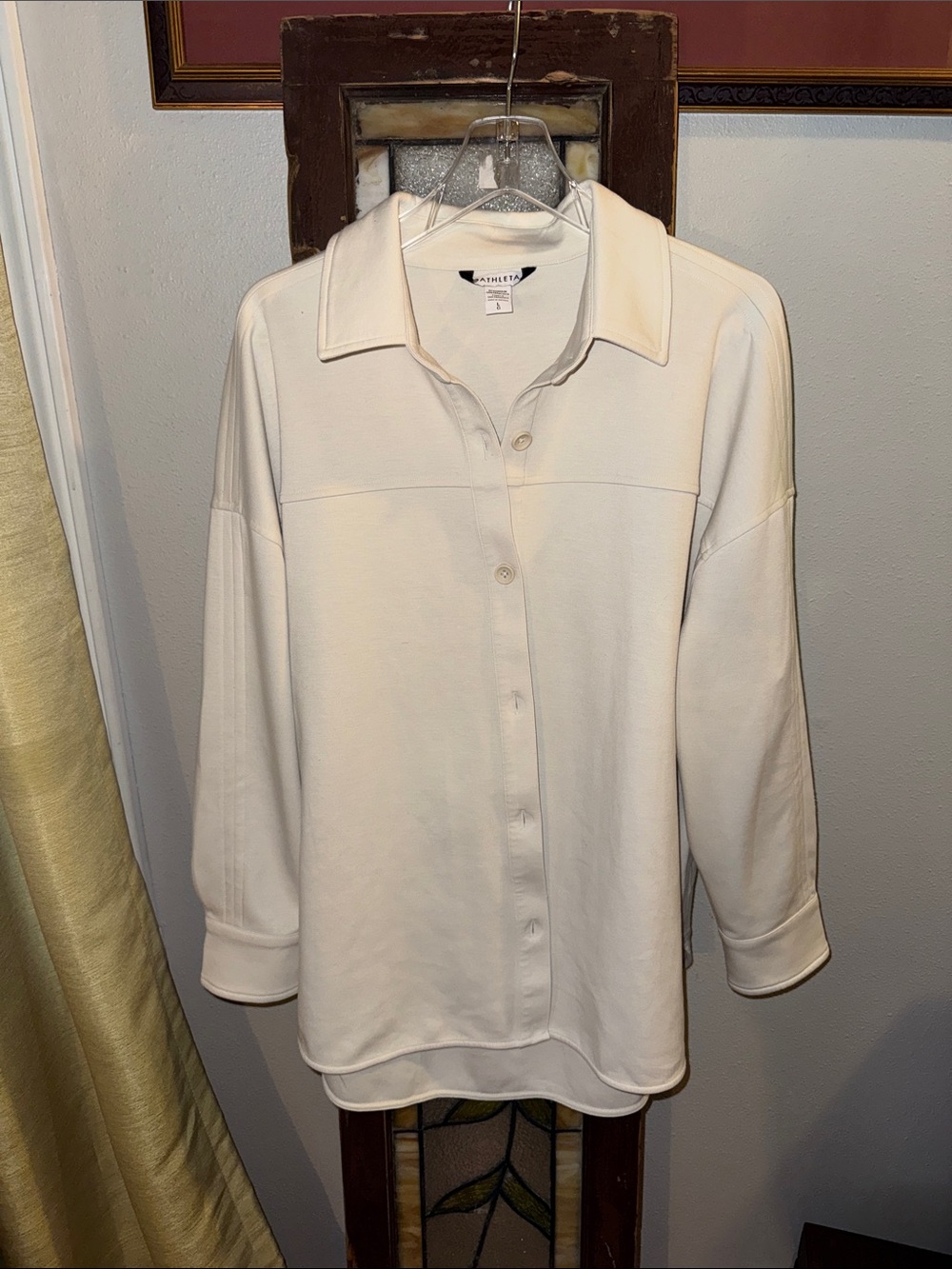 Athleta Off-White Button-Front Polo Shirt